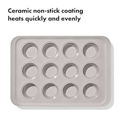OXO Good Grips Non-Stick Pro Ceramic Coated Metal Bakeware 12 Cup Muffin Pan – Biscuit