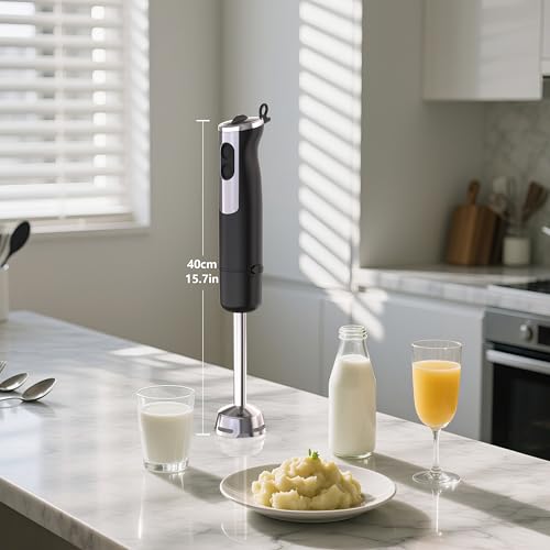 Immersion Blender Handheld for Kitchen, Hand Blender, 12 Speeds & Turbo Mode Electric Stick Hand Mixer for Baby Food, Smoothie, Puree, Soup, Sauces