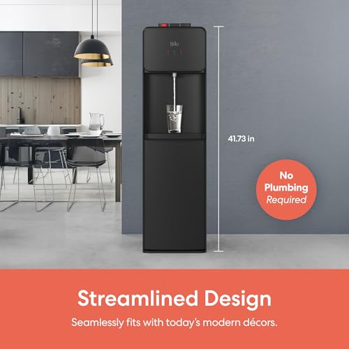 Brio 130 Series Bottom Load Water Cooler Dispenser for 5 Gallon Bottles, Hot, Room & Cold, Great for Home or Office, Child Safety Lock, Empty Bottle Alert, Energy Star 3.0, Black