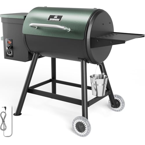 Electric Pellet Grill 456 SQ.IN Cook Area Pellet Smoker with Auto Feed & PID Controller 500°F Max Temperature 8 in 1 BBQ Grill with Meat Probe & Side Table with Hooks Perfect for Outdoor BBQ
