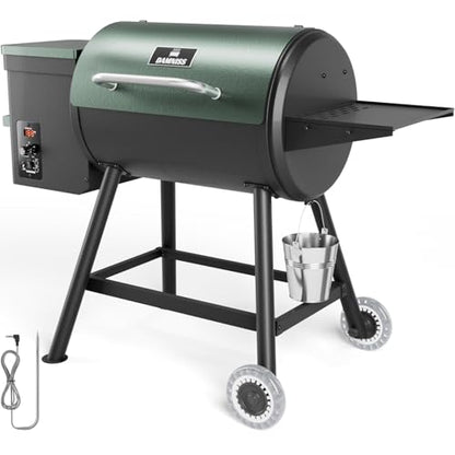 Electric Pellet Grill 456 SQ.IN Cook Area Pellet Smoker with Auto Feed & PID Controller 500°F Max Temperature 8 in 1 BBQ Grill with Meat Probe & Side Table with Hooks Perfect for Outdoor BBQ