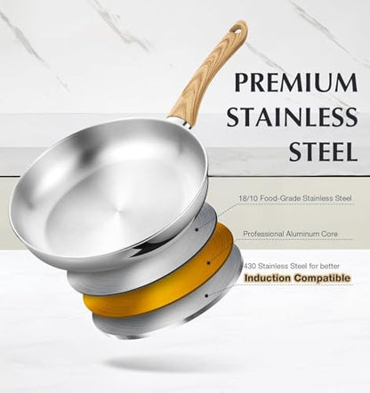 KOCH SYSTEME CS Stainless Steel Pots and Pans Set, Professional 18/10 Cookware Set Pots and Pans Set 12PCS with Cool-Touch Bakelite Handles, Tri-ply Base Kitchen Cookware Sets, Induction Compatible