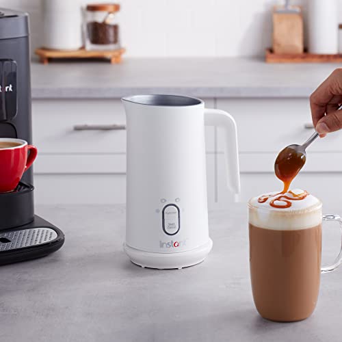 Instant Pot Instant Milk Frother, 4-in-1 Electric Milk Steamer, 10oz/295ml Automatic Hot and Cold Foam Maker and Milk Warmer for Latte, Cappuccinos, Macchiato, From the Makers of Instant 500W, White