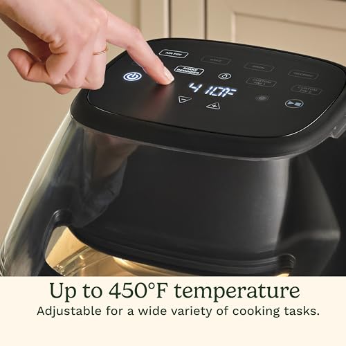 Cuisinart ClearView 4-Quart Air Fryer with Glass Basket and PFAS-Free Ceramic Nonstick Crisper Plate, 5 Cooking Functions, 2 Custom Presets, Adjustable Temperature up to 450°F, 3-Year Warranty, AFC-4