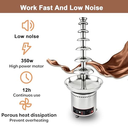 Commercial Chocolate Fountain Machine, Chocolate Fountains for Parties Weddings and Parties 4 Tier Chocolate Fountain Machine for Melts Cheese, Queso, Candy and Liqueur (7 Tier)