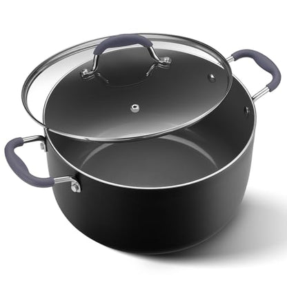 10 Quart Nonstick Stock Pot with Lid, Ceramic Soup Pot with Lid, Induction Cooking Pot with Silicone Handle for All Stoves, Healthy Non-toxic Cooking Pot for Stew/Pasta, PFAS & PFOA Free