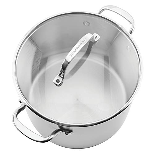 KitchenAid 71003 3-Ply Base Brushed Stainless Steel Stock Pot/Stockpot with Lid, 8 Quart