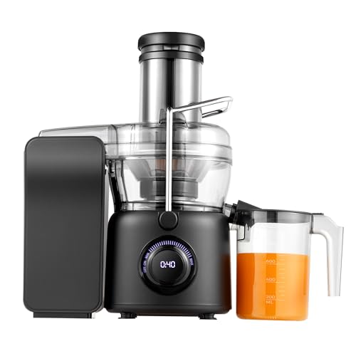 TETANIOMY Centrifugal Juicer, 1250W Pure Copper Powerful Motor,Can Squeeze Sugar Cane Juice. 3.3-inch Feeding Trough, Quick Juice Extraction for Fruits and Vegetables, Easy to Clean, BPA Free