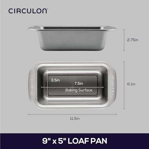 Circulon Nonstick Bakeware 9-Inch x 5-Inch Loaf Pan, Gray