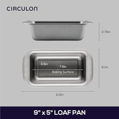 Circulon Nonstick Bakeware 9-Inch x 5-Inch Loaf Pan, Gray