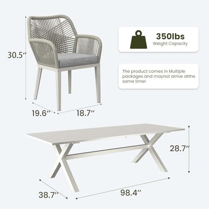 LayinSun Outdoor Dining Set for 10, 11 Pieces Patio Furniture Sets with Aluminum Dining Table and Rope Weave Chairs