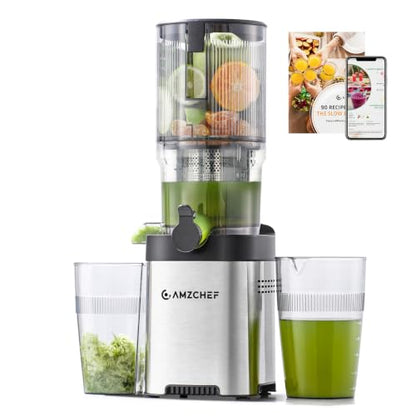 AMZCHEF Cold Press Juicer, 5.2" Whole Fruit Self-Feeding Slow Juicer