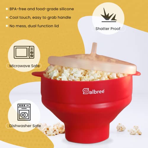 Salbree Microwave Popcorn Popper Maker Silicone Collapsible Bowl No Oil