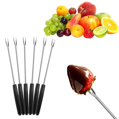 VAlinks Electric Chocolate Melting Pot Chocolate Fondue Pot Set 3-Section Serving Trays with 6pcs Dipping Forks Perfect for Housewarming Christmas Party Gifts (Black)