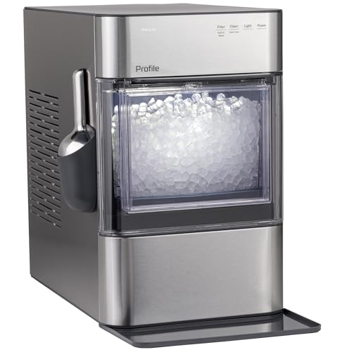 GE Profile Opal 2.0 Ultra Nugget Ice Maker with Scale Inhibiting Filter, Scoop Included, 38 lbs in 24 Hours, Pellet Ice Machine with WiFi & Smart Connected, Stainless Steel