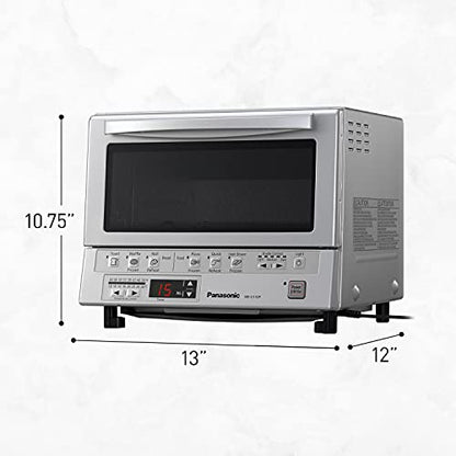 Panasonic FlashXpress Toaster Oven Countertop, 4-Slice Small Toaster Oven Compact Size with Double Infrared Heating, 6 Auto Cook Options and Precise Temperature Control, 1300W - NB-G110P (Silver)