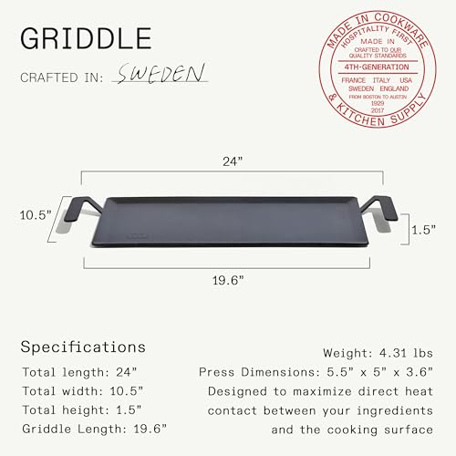 Made In Cookware | Carbon Steel Griddle | Professional Cookware | Crafted in Sweden | Induction Compatible
