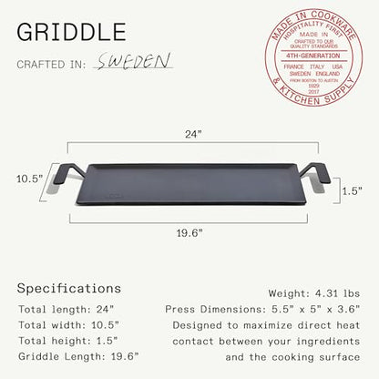 Made In Cookware | Carbon Steel Griddle | Professional Cookware | Crafted in Sweden | Induction Compatible