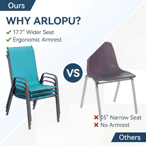 Arlopu 5 Pieces Outdoor Patio Dining Set, Glass Table and Textilene Chair