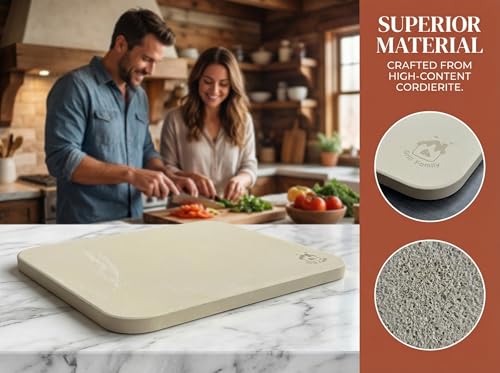 Pizza Stone for Oven & Grill, 15 x 12" x 0.6" Thick Large Baking Stone for Artisan Bread & Homemade Baking, RV Oven, Cordierite Stone by GRILL FAMILY