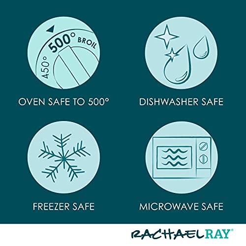 Rachael Ray Solid Glaze Ceramics Round Ramekins/Dipping Cup Set, 4 Piece, Teal