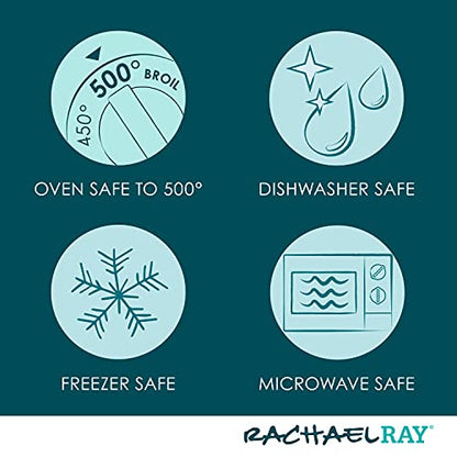 Rachael Ray Solid Glaze Ceramics Round Ramekins/Dipping Cup Set, 4 Piece, Teal