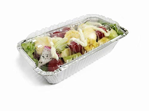 BBQMFG Disposable Loaf Pan with Lid for Baking - 1.5 Lb Disposable Bread Pans - Meatloaf Pans – 50 Aluminum Foil Pans and 50 Clear Lids - Perfect for Baking Cakes, Bread, Meatloaf…