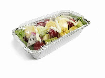 BBQMFG Disposable Loaf Pan with Lid for Baking - 1.5 Lb Disposable Bread Pans - Meatloaf Pans – 50 Aluminum Foil Pans and 50 Clear Lids - Perfect for Baking Cakes, Bread, Meatloaf…