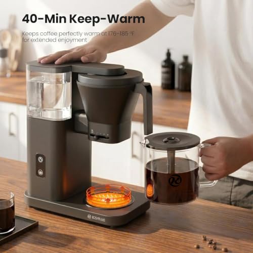 Kismile SCA-Certified 8-Cup Drip Coffee Maker with Pour-Over Control