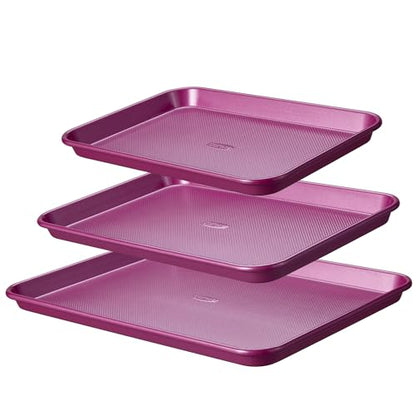 CAROTE 3-Piece Baking Pan Set - Bakeware Set, Baking Sheet Set Including 13 Inch 15 Inch 17 Inch Sheet Pan, Cookie Sheet for Baking, Royal Violet