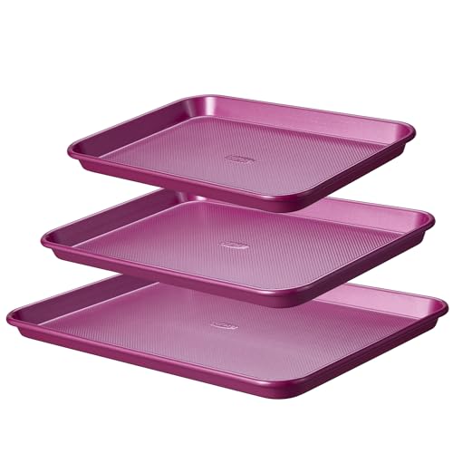 CAROTE 3-Piece Baking Pan Set - Bakeware Set, Baking Sheet Set Including 13 Inch 15 Inch 17 Inch Sheet Pan, Cookie Sheet for Baking, Royal Violet