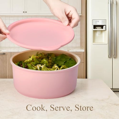 CAROTE Pots and Pans Set, Nonstick Cookware Set Detachable Handle, 19pcs Induction Kitchen Cookware Sets Non Stick with Removable Handle, RV Cookware Set, Oven Safe, Pink