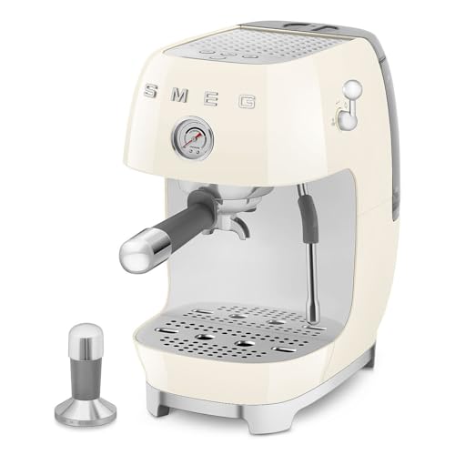 Smeg ECF03 Made in Italy Retro Espresso Machine with Cold Brew, 15 Bar Pump, Thermoblock Heating, Steam Wand, Adjustable Temperature, 47 oz Water Tank- (Cream)