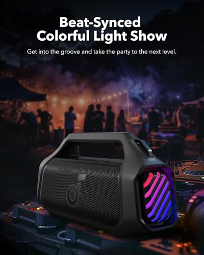 Soundcore Boom 2 Plus Portable Speaker By Anker, 140W, 2+2 Channel, BassUp 2.0, 20H Playtime, Fast Charge, IPX7 Waterproof, RGB Lights, Power Bank, Bluetooth 5.3, Outdoor Speakers, Camping, Beach