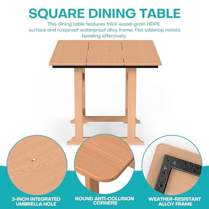 EcoVida Outdoors HDPE Outdoor Dining Set, Patio Dining Set of 8, Cedar