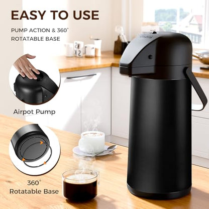 Coffee Carafe for Keeping Hot, 102OZ / 3L Airpot Coffee Dispenser with Pump