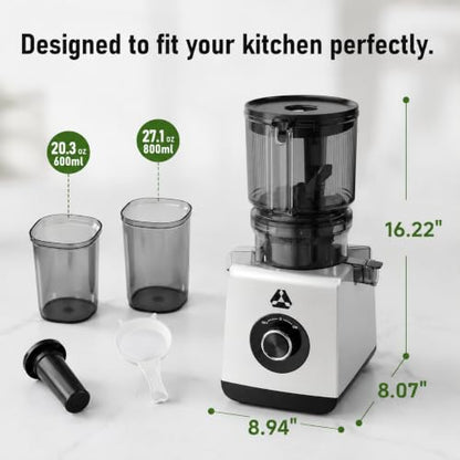 AAOBOSI 3-in-1 Cold Press Juicer Machine, 6.5" Wide Chute, Slow Juicer Designed for Faster Juicing with Whole Fruits & Veggies, Easy to Clean and Clog-Resistant, for Nut Milk & Sorbet