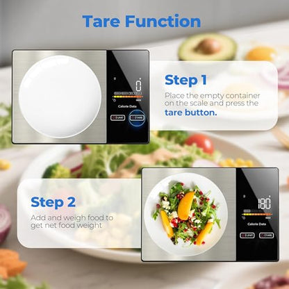 WARMKEY Smart Nutrition Food Scale with App - 1g Precision Digital Kitchen Scale, Tracks Calories & 24 Nutrients, Macros, Fat & Protein for Keto, Fitness & Meal Prep, 11lb/5kg with Tare Function