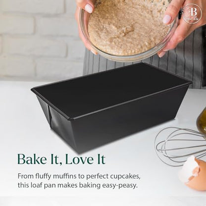 Fusion Bliss Premium 3-Piece Bread Loaf Pan Set – Nonstick Carbon Steel Loaf Tins for Baking – Rectangular Meatloaf Pan, Banana Bread Pan & Cake Mold – Heavy Duty Oven Bakeware