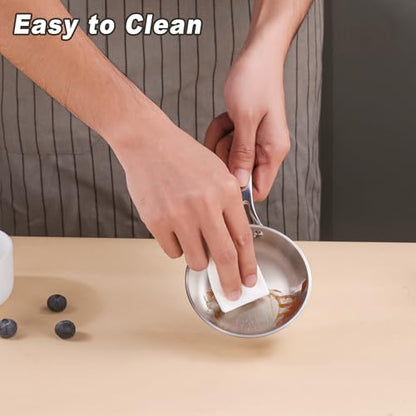 KC-Emier Mini Sauce Pan, Tri-Ply Stainless Steel Pot with Stay-Cool Handle Heating Sauce Gravy & Oil (4 Inch/0.12Quart) -Silver
