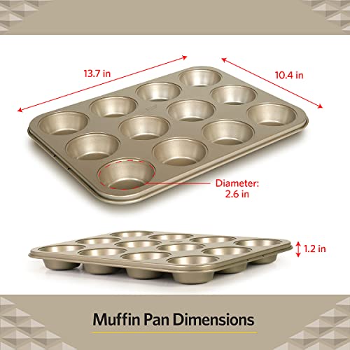 Glad Muffin Pan Nonstick - Heavy Duty Metal Cupcake Tin with Round Baking Cups, 12-Cup