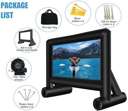 AZXRHWYGS 14 Feet Indoor and Outdoor Inflatable Blow up Mega Movie Projector Screen with Carry Bag for Front and Rear Projection