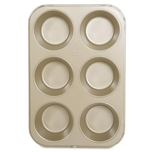 Glad Jumbo Muffin Pan Nonstick - Heavy Duty Metal Cupcake Tin with Large Baking Cups, Jumbo 6-Cup