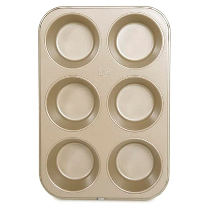 Glad Jumbo Muffin Pan Nonstick - Heavy Duty Metal Cupcake Tin with Large Baking Cups, Jumbo 6-Cup