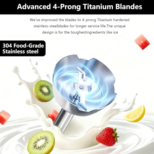 Immersion Blender Handheld, 5 in 1 Hand Mixer Electric Handheld for Kitchen, Corded Stick Hand Emulsion Blender with Chopper Beaker Whisk and Milk Frother for Baby Food, Smoothie, Puree, Soup, Sauces