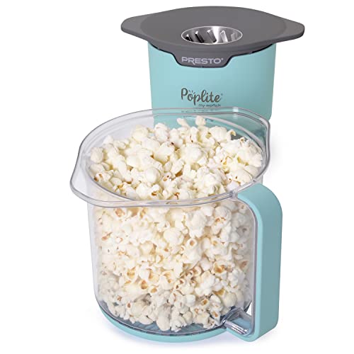 Presto 04811 PopLite My Munch Hot Air Popcorn Popper - Personal Sized, Built-In Serving Bowl, Compact Design, 8 Cups, Blue