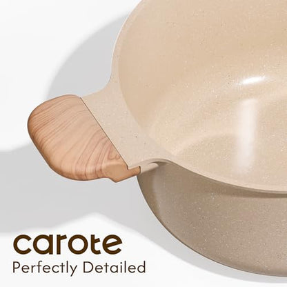 CAROTE 5 Qt Nonstick Stock Pot with Lid Soup Pot, Ceramic 5 Quart Casserole with Lid, Easy to Clean Non Stick Cooking Pot Cookware PFOA Free, Ceramic Oatmeal
