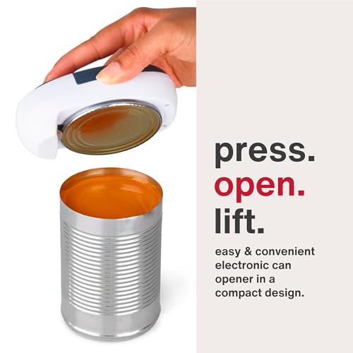 Zyliss EasiCan Electric Can Opener – One-Touch Automatic Tin Opener with Magnet for Safe Lid Removal – Compact, Hands-Free Design for All Can Sizes – Battery Operated, Easy to Use and Store