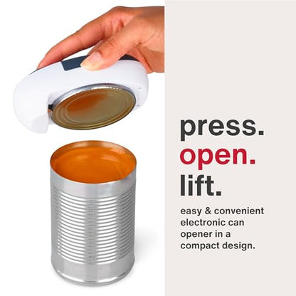 Zyliss EasiCan Electric Can Opener – One-Touch Automatic Tin Opener with Magnet for Safe Lid Removal – Compact, Hands-Free Design for All Can Sizes – Battery Operated, Easy to Use and Store