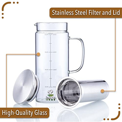 BTaT- Cold Brew Coffee Maker, Iced Coffee Maker, 1 Quart, 32 oz, Iced Tea Maker, Cold Brew Maker, Tea Pitcher, Coffee Accessories, Iced Tea Pitcher, Cold Brew System, Cold Brew Pitcher